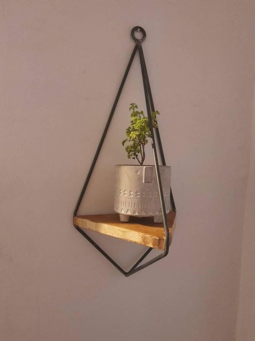 Steel and recycled wood plant holder