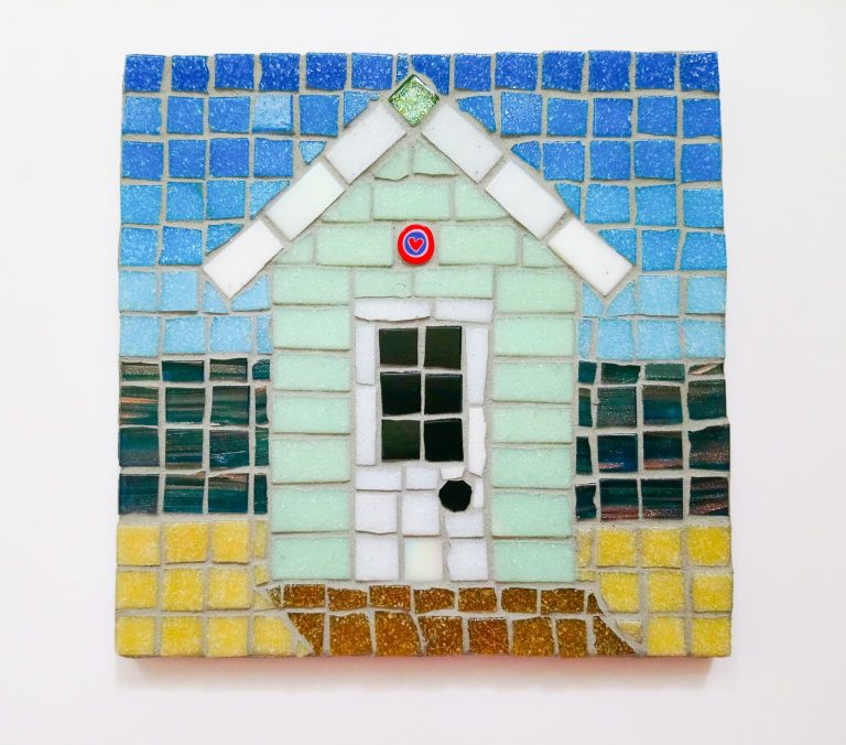 Beach Hut Green Mosaic Art