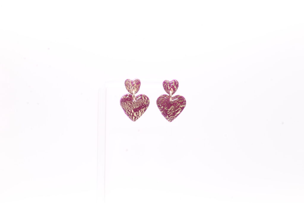 Double Heart Drop Earrings with Sterling Silver Stud