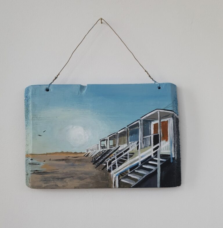 Beach huts at sunset. Southend-on-Sea. 21cm x 14.5cm £25