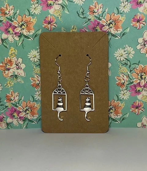 Cat in window frame earrings