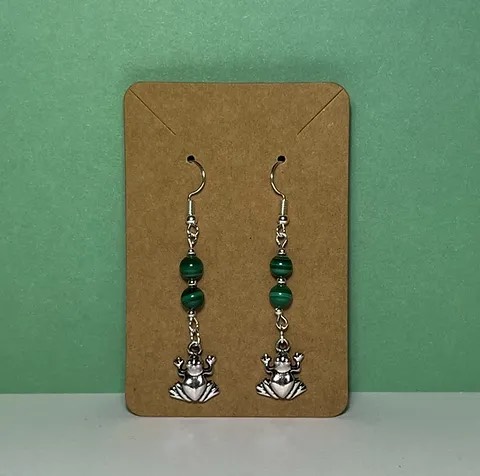 Malachite froggy earrings