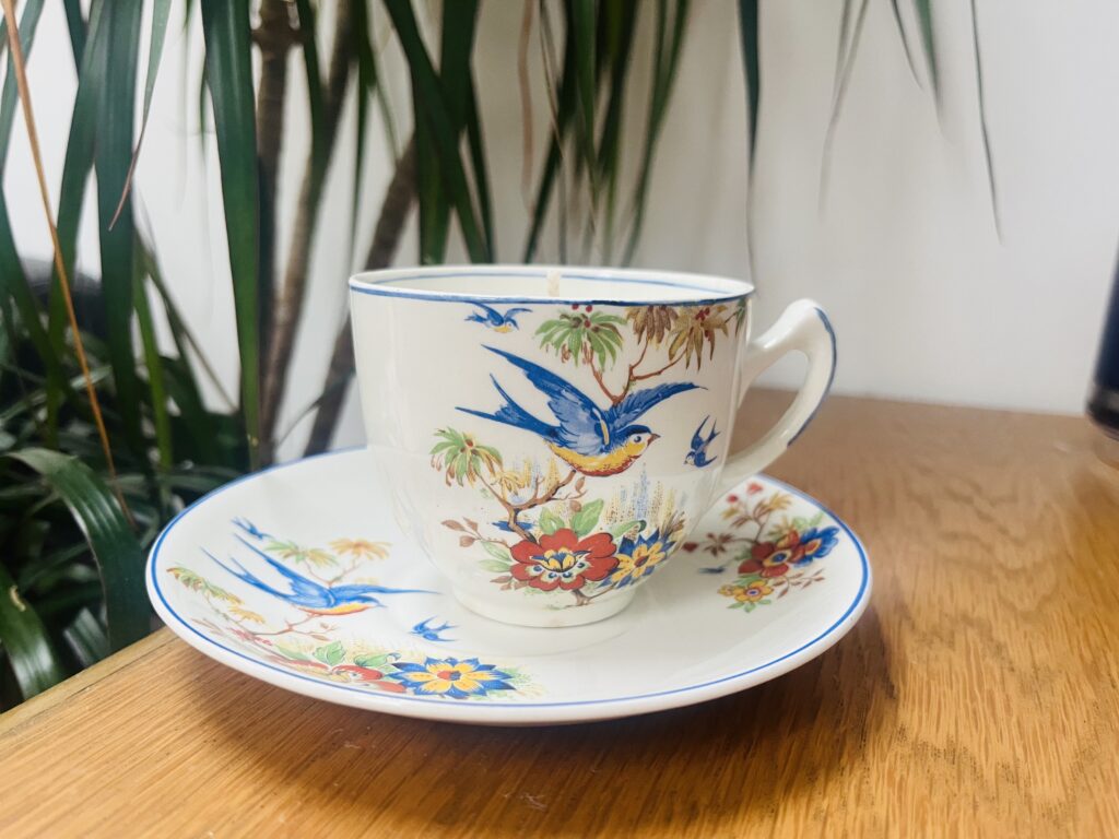 1930s Bluebird teacup candle