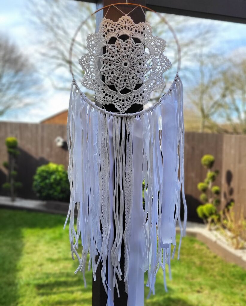 Crisp White Dream Catcher - One of a kind hand crafted dream catcher