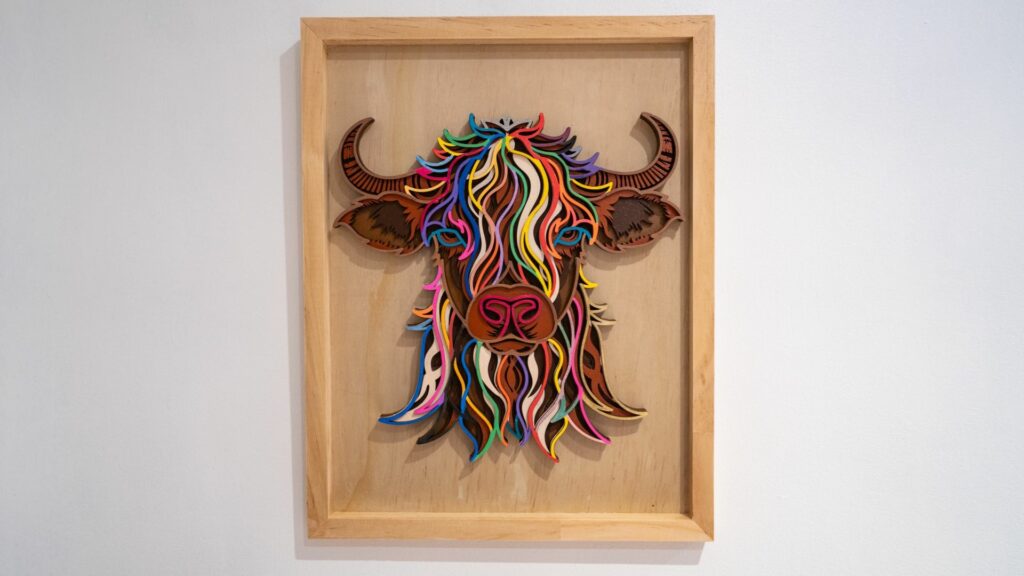 Multi-coloured Highland Cow Framed Wall Art